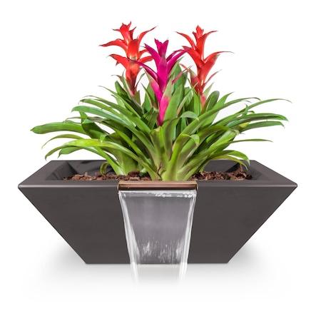 The Outdoor Plus 24 Square Maya Planter & Water Bowl - GFRC Concrete - Chestnut - OPT-24SPW-CST